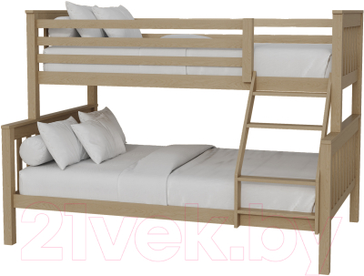 Двухъярусная кровать детская Kinderwood Вуди-7 200x120/200x90 (без ящиков, бесцветный)