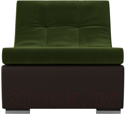 Кресло мягкое Лига Диванов Монреаль 248 / 111426 (микровельвет зеленый/экокожа коричневый)