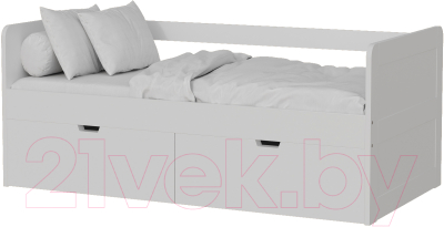 Кровать-тахта детская Kinderwood Лотос-1 160x80 (2 ящика, белый)