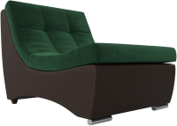 Кресло мягкое Лига Диванов Монреаль 248 / 111426 (велюр зеленый/экокожа коричневый) - 