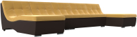 Диван П-образный Лига Диванов Монреаль Long 250 / 111533 (микровельвет желтый/экокожа коричневый) - 