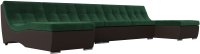 Диван П-образный Лига Диванов Монреаль Long 250 / 111526 (велюр зеленый/экокожа коричневый) - 