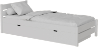 Односпальная кровать детская Kinderwood Лотос-2 160x80 (2 ящика, белый) - 