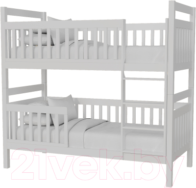 Двухъярусная кровать детская Kinderwood Вуди-3 200x90 (без ящиков, белый)