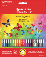 Набор цветных карандашей Brauberg Бабочки / 181367 (24цв) - 