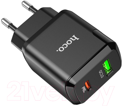 Изображение товара Зарядное устройство сетевое Hoco N5 + кабель Type-C to Type-C (черный)