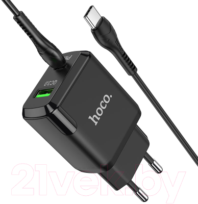 Изображение товара Зарядное устройство сетевое Hoco N5 + кабель Type-C to Type-C (черный)