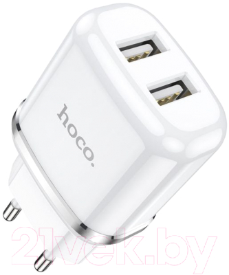 Зарядное устройство сетевое Hoco N4 + кабель Lightning (белый)