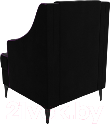 Кресло мягкое Лига Диванов Марк 259 / 111881 (микровельвет черный/кант фиолетовый)