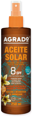 Масло для загара Agrado Солнцезащитное Sun Oil SPF8 (250мл)
