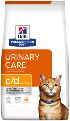 Сухой корм для кошек Hill's Prescription Diet Urinary Care c/d Multicare Chicken / 605889 (8кг)