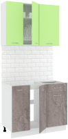 Кухонный гарнитур Кортекс-мебель Корнелия Лира-лайт 1.0м без столешницы (зеленый/оникс) - 
