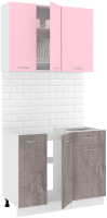 Кухонный гарнитур Кортекс-мебель Корнелия Лира-лайт 1.0м без столешницы (розовый/оникс) - 