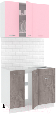 Кухонный гарнитур Кортекс-мебель Корнелия Лира-лайт 1.0м без столешницы (розовый/оникс)