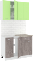 Кухонный гарнитур Кортекс-мебель Корнелия Лира-лайт 1.1м (зеленый/оникс/марсель) - 