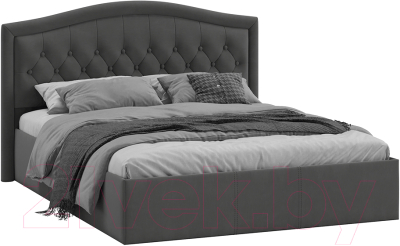 Двуспальная кровать ТриЯ Адель универсальный тип 1 с ПМ 160x200 (велюр графит)