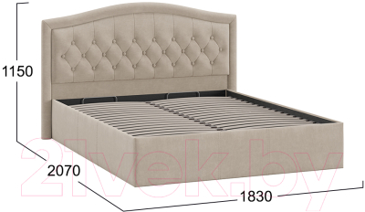 Двуспальная кровать ТриЯ Адель универсальный тип 1 с ПМ 160x200 (велюр мокко светлый)
