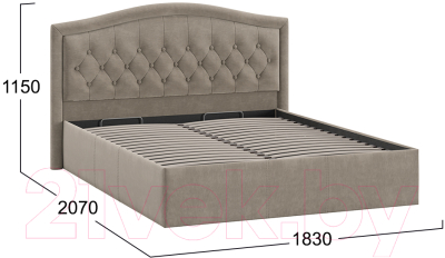 Двуспальная кровать ТриЯ Адель универсальный тип 1 с ПМ 160x200 (велюр мокко темный)