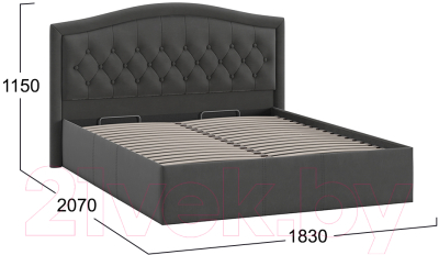 Двуспальная кровать ТриЯ Адель универсальный тип 1 160x200 (велюр графит)
