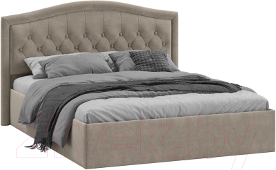 Двуспальная кровать ТриЯ Адель универсальный тип 1 160x200 (велюр мокко темный)