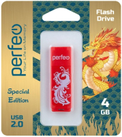 

Usb flash накопитель Perfeo, 4GB C04 Red Phoenix 10/100 / PF-C04RP004