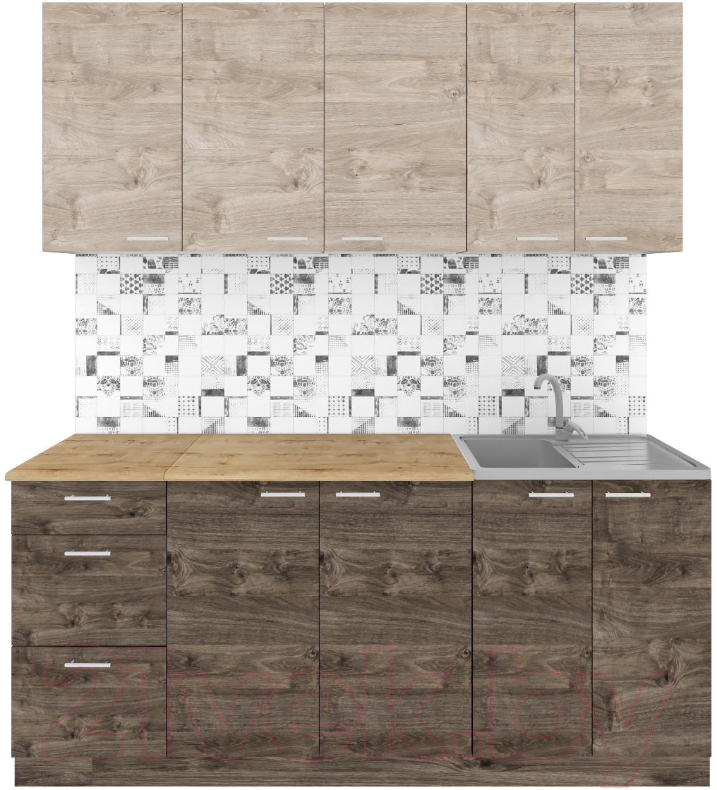 Кухонный гарнитур Агута Альфа 1.8 (дуб эспрессо/дуб винтажный/дуб бунратти)