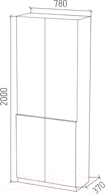 Стеллаж МДК СЛШ5 широкий с 2 дверьми и стеклом 780x386x2000 (венге)