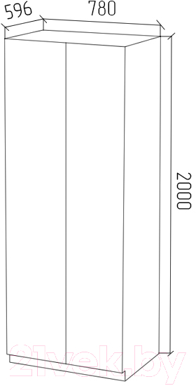 Шкаф МДК ШК1 для одежды 2-х дверный 780x596x2000 (дуб млечный) — фото 3