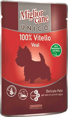 Влажный корм для собак Miglior Cane Unico Veal (100г)