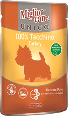 Влажный корм для собак Miglior Cane Unico Turkey (100г)