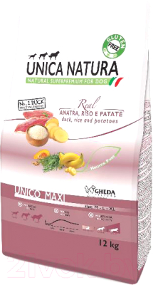 Сухой корм для собак Unica Natura Maxi утка, рис, картофель (12кг)