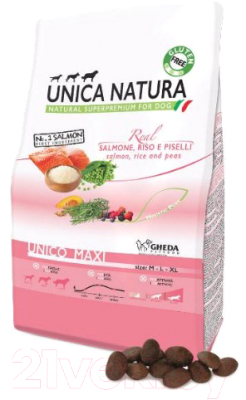 Сухой корм для собак Unica Natura Maxi лосось, рис, горох (2.5кг)