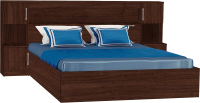 Двуспальная кровать МДК КР314 160x200/1020x2352x2232 с закроватным модулем (венге) - 