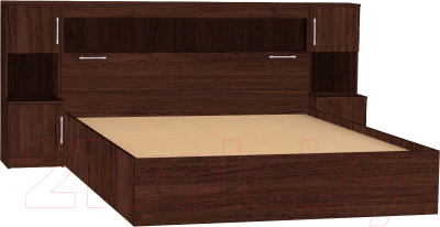 Двуспальная кровать МДК КР314 160x200/1020x2352x2232 с закроватным модулем (венге)