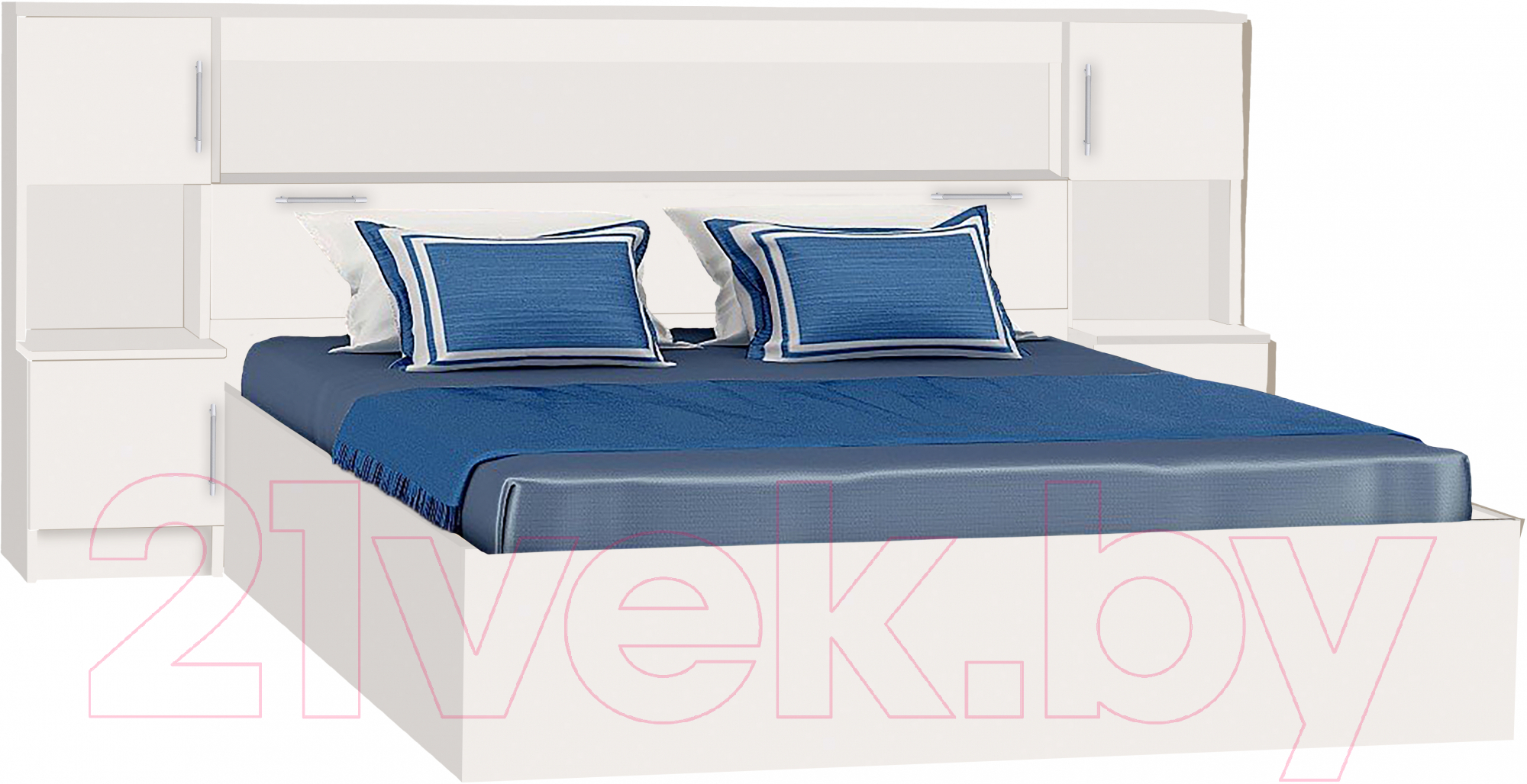 Двуспальная кровать МДК КР314 160x200/1020x2352x2232 с закроватным модулем