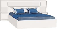 Двуспальная кровать МДК КР314 160x200/1020x2352x2232 с закроватным модулем (белый) - 