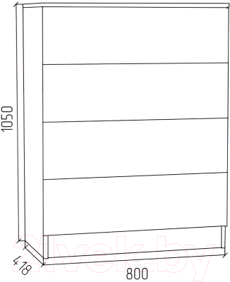 Комод МДК КМ2 с 4 ящиками 1050x800x418 (дуб млечный)