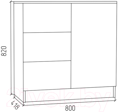 Тумба МДК КМ1Д с ящиками и дверками 820x800x418 (венге/дуб млечный)