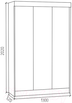 Шкаф-купе МДК СК1 3-х створчатый 2020x1300x520 (белый)
