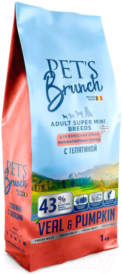Сухой корм для собак Pet's Brunch Adult Super Mini Breeds с телятиной (1кг)