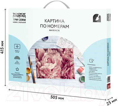 Изображение товара Картина по номерам Три совы Нежные пионы / КХ_44149