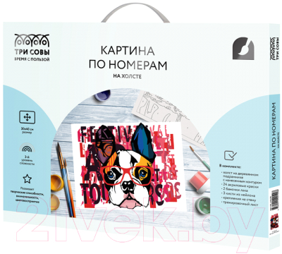 Изображение товара Картина по номерам Три совы Стильный французский бульдог / КХ_44129