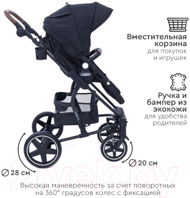 Детская универсальная коляска Tomix Emily 2 в 1 / HP-720 (черный)