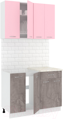 Готовая кухня Кортекс-мебель Корнелия Лира-лайт 1.1м (розовый/оникс/королевский опал)