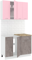 Кухонный гарнитур Кортекс-мебель Корнелия Лира-лайт 1.1м (розовый/оникс/мадрид) - 