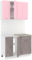 Кухонный гарнитур Кортекс-мебель Корнелия Лира-лайт 1.1м (розовый/оникс/марсель) - 