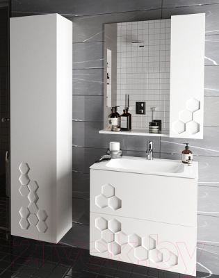 Шкаф с зеркалом для ванной Garda Soty3_700L_PVС (белый глянец)