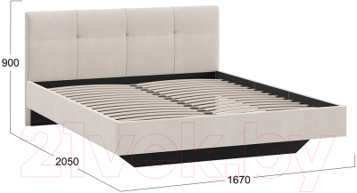 Двуспальная кровать ТриЯ Элис тип 1 с мягкой обивкой 160x200 (велюр бежевый)