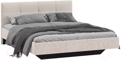 Двуспальная кровать ТриЯ Элис тип 1 с мягкой обивкой 160x200 (велюр бежевый)
