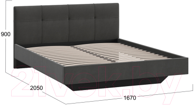 Двуспальная кровать ТриЯ Элис тип 1 с мягкой обивкой 160x200 (велюр графит)